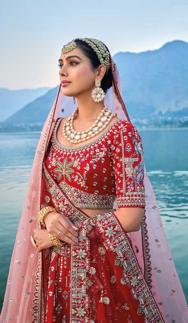 Silk Embroidered Wedding Wear Designer Bridal Lehenga Choli In Red - 11103198834