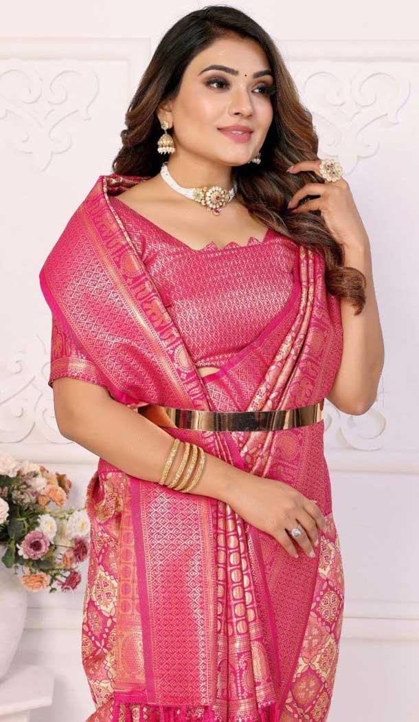 Banarasi Silk Woven Work Party Wear Saree In Multi Color - 11256199931