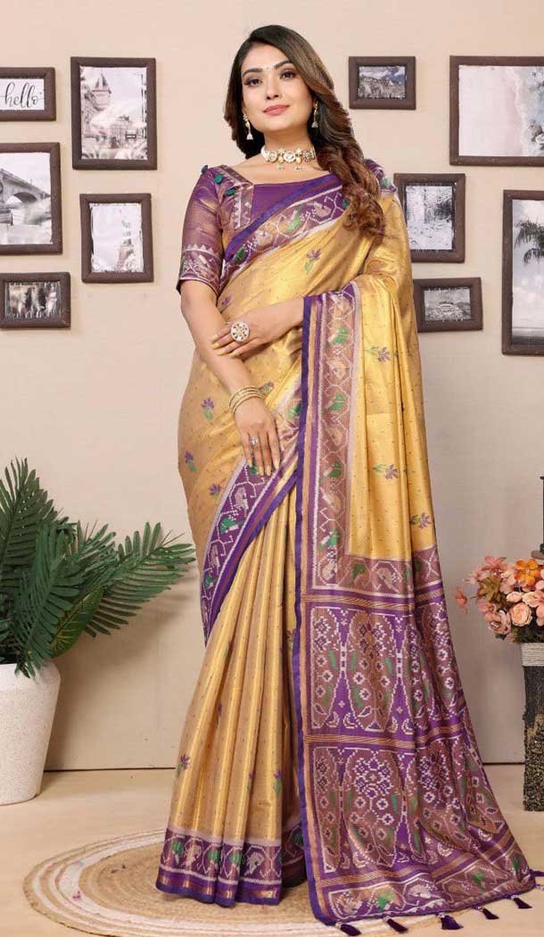 Banarasi Silk Woven Work Party Wear Saree In Gold - 11264199978