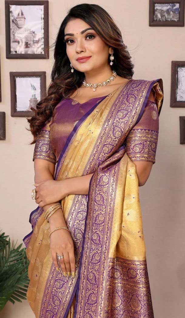 Multi Color Woven Work Tissue Silk Traditional Wear Saree - 11258199939