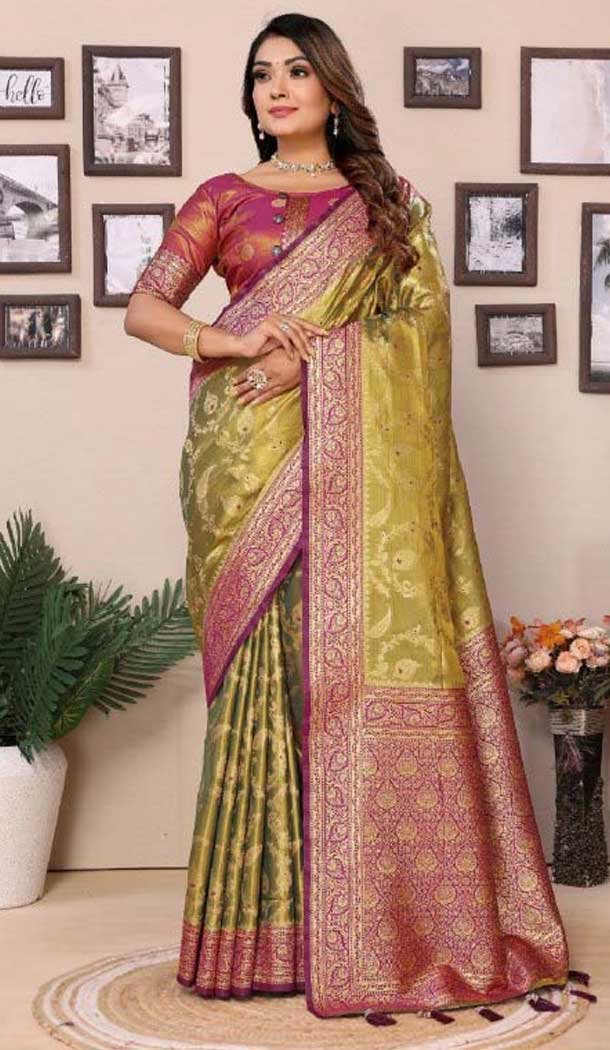 Multi Color Tissue Silk Woven Work Traditional Wear Designer Saree - 11258199942