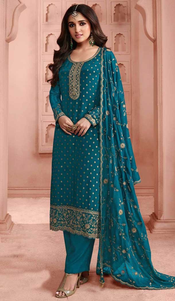 Rama Blue Dola Silk Embroidered Party Wear Salwar Suit - 11334200353