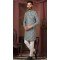 Greyish Multi Color Silk Resham Work Readymade Men Wedding Wear Sherwani - 11470201160