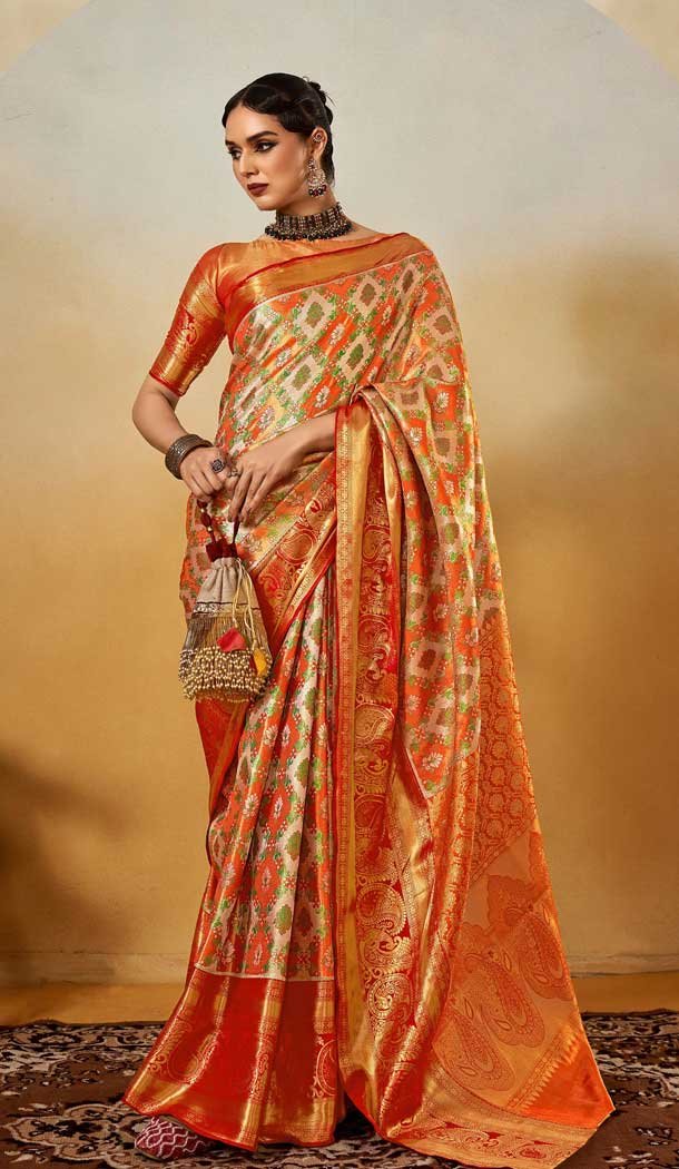Banarasi Silk Weaving Work Traditional Wear Saree In Multi Color - 1129120010