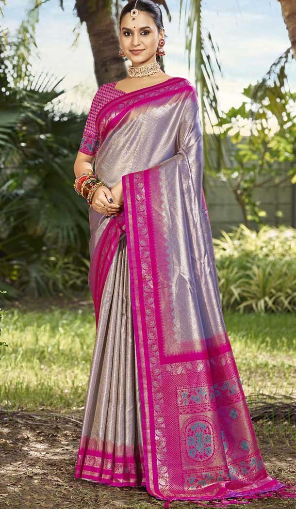 Lavender Art Silk Woven Work Designer Party Wear Saree - 11391200607