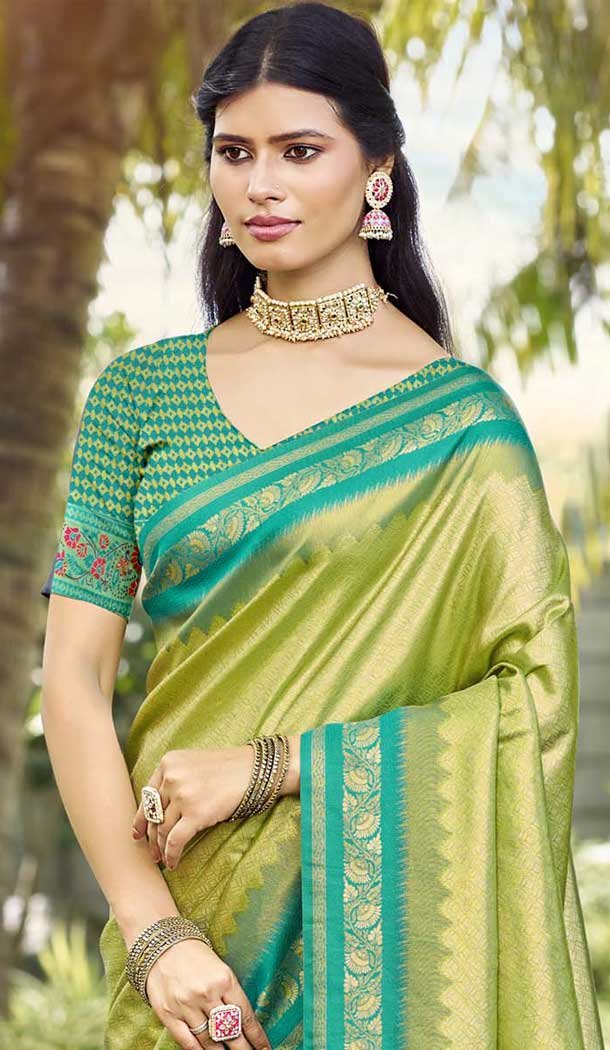 Green Art Silk Woven Work Designer Party Wear Saree - 11391200611