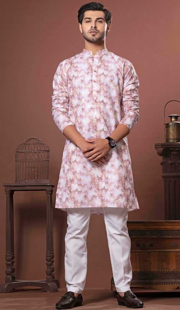 Attractive Multi Color Cotton Digital Print Work Party Wear Men Kurta Pajama - 11468201084