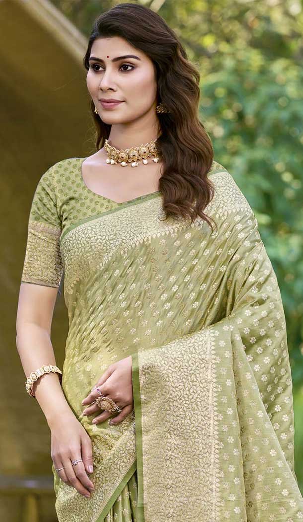 Pista Green Art Silk Weaving Work Traditional Party Wear Saree - 11413200695