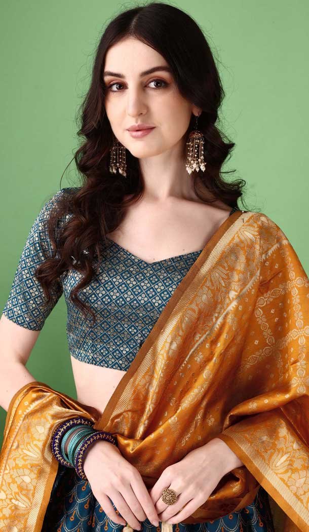 Soft Silk Jacquard Work Party Wear Lehenga Choli In Multi Color - 11553201649