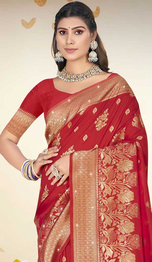 Art Silk Printed Party Wear Saree In Maroon - 11416200712