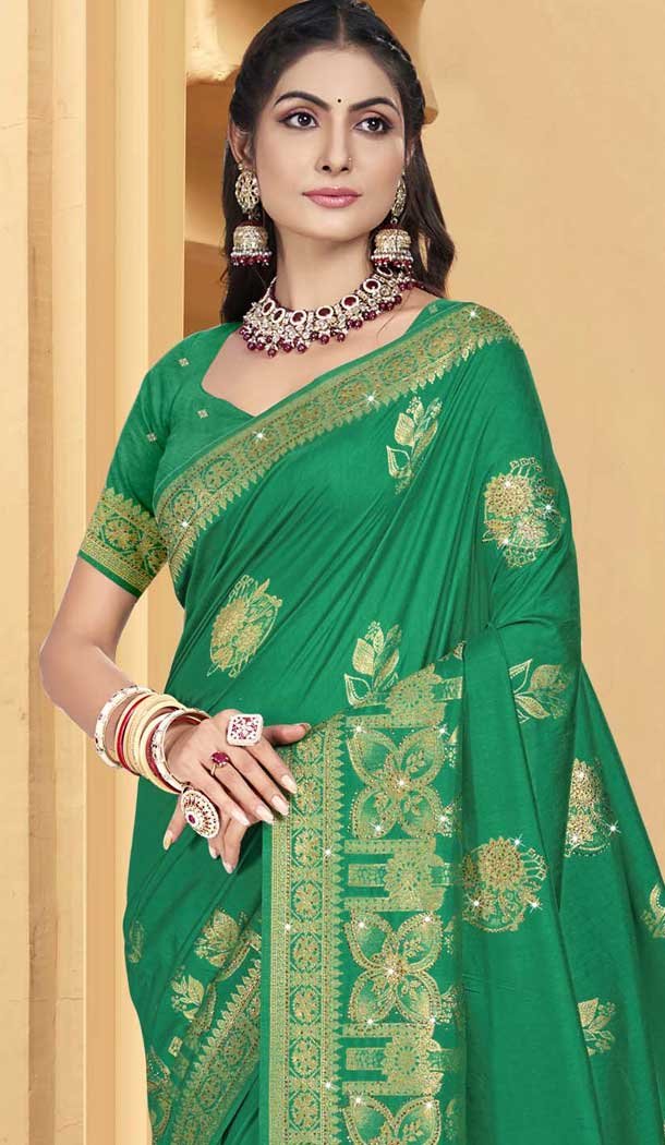 Art Silk Weaving Work Party Wear Designer Saree In Green - 11418200725
