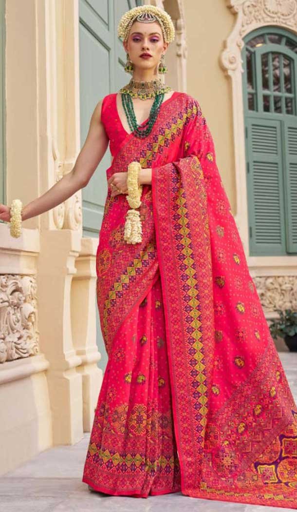 Rani Pink Banarasi Silk Weaving Work Party Wear Saree - 11540201574