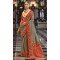Grey Banarasi Silk Resham Work Designer Party Wear Saree - 11577201781