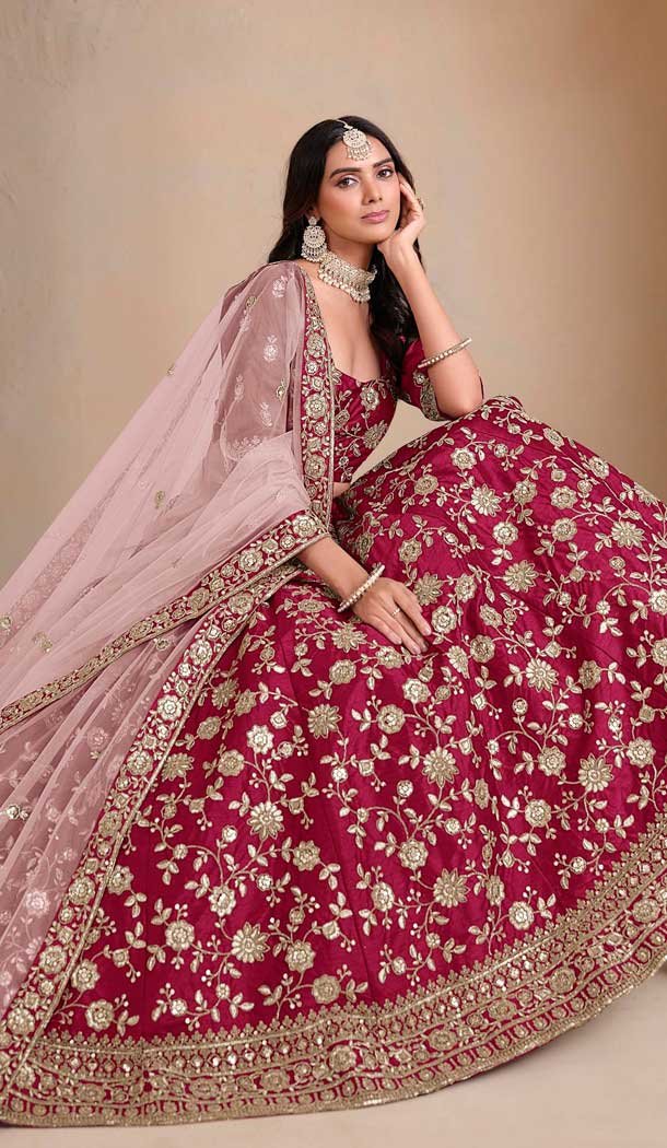 Art Silk Embroidered Designer Wear Lehenga Choli In Rani Pink - 11616202175