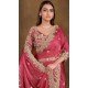 Red Two Tone Satin Silk Stone Work Wedding Wear Saree - 11601202070