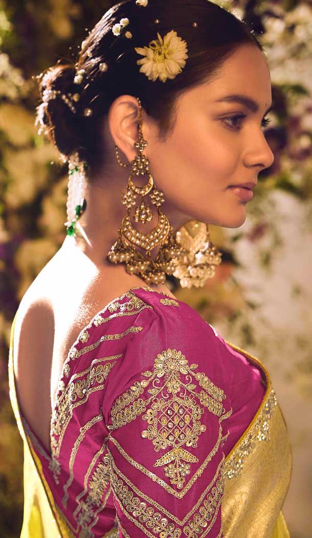 Banarasi Zari Tissue Weaving Work Designer Wear Saree In Yellow - 11603202093