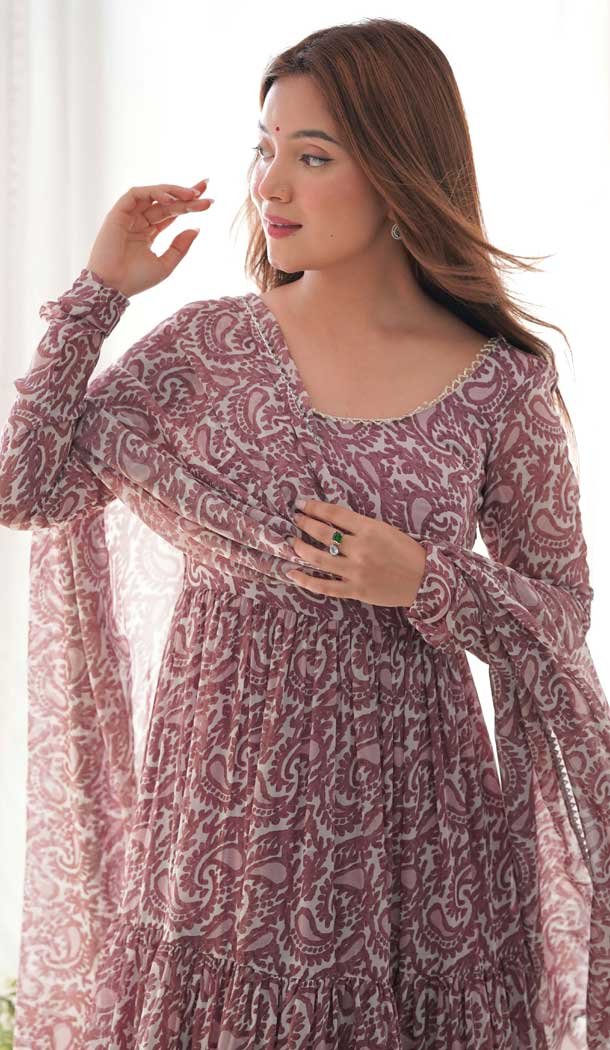 Multi Color Georgette Digital Print Work Pakistani Anarkali Suit - 11718202699