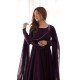 Wine Georgette Plain Pakistani Anarkali Suit - 11718202701