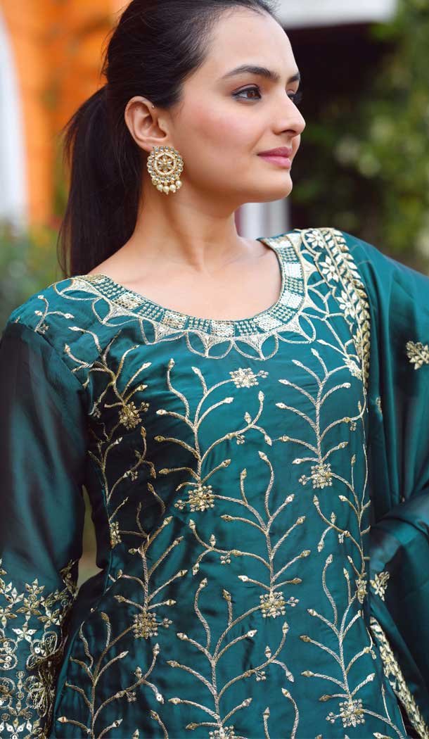 Teal Blue Rangoli Embroidery Work Party Wear Palazzo Salwar Suit - 11836203511 Teal Blue Rangoli Embroidery Work Party Wear Palazzo Salwar Suit - 11836203511