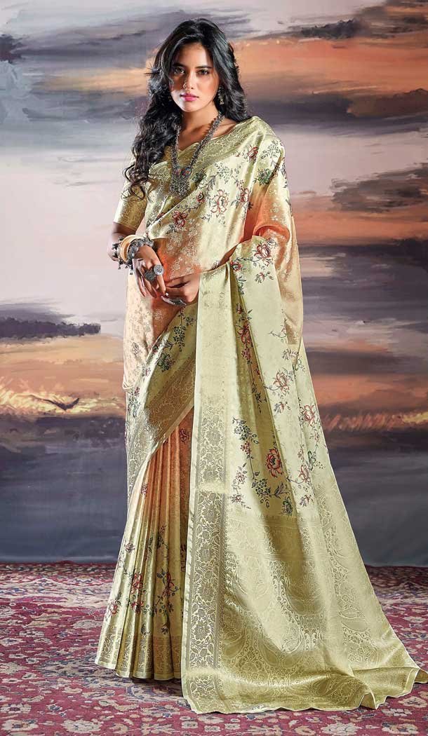 Satin Weaving Work Party Wear Saree In Light Green - 11863203652