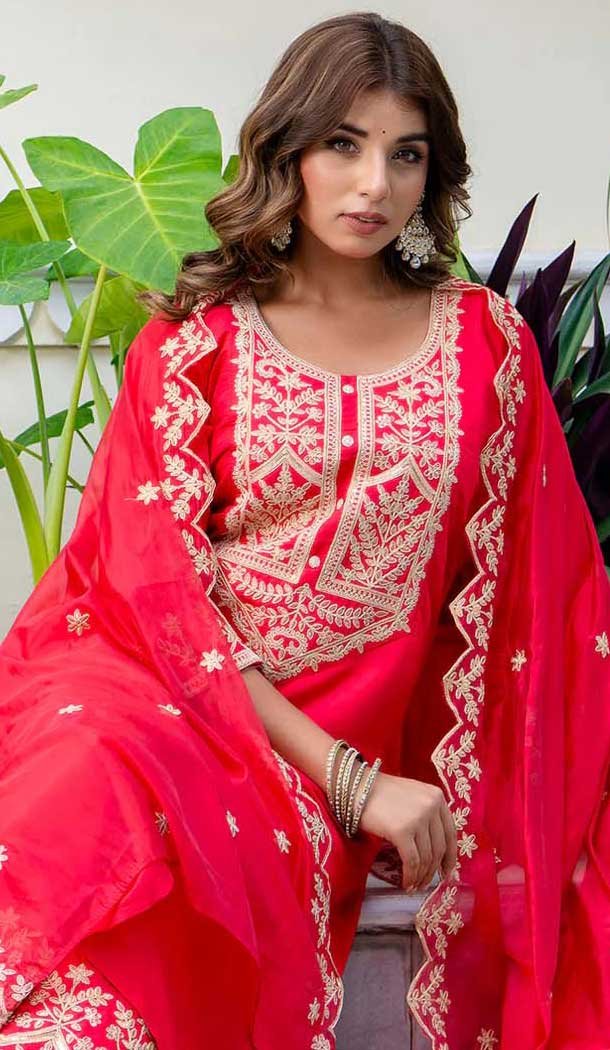 Silk Blend Embroidered Pakistani Salwar Kameez In Pink - 11880203751 Silk Blend Embroidered Pakistani Salwar Kameez In Pink - 11880203751