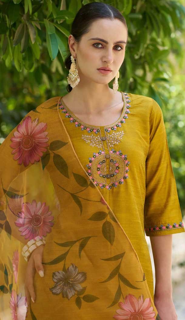 Mustard Cotton Silk Embroidered Party Wear Salwar Suit - 11881203754 Mustard Cotton Silk Embroidered Party Wear Salwar Suit - 11881203754