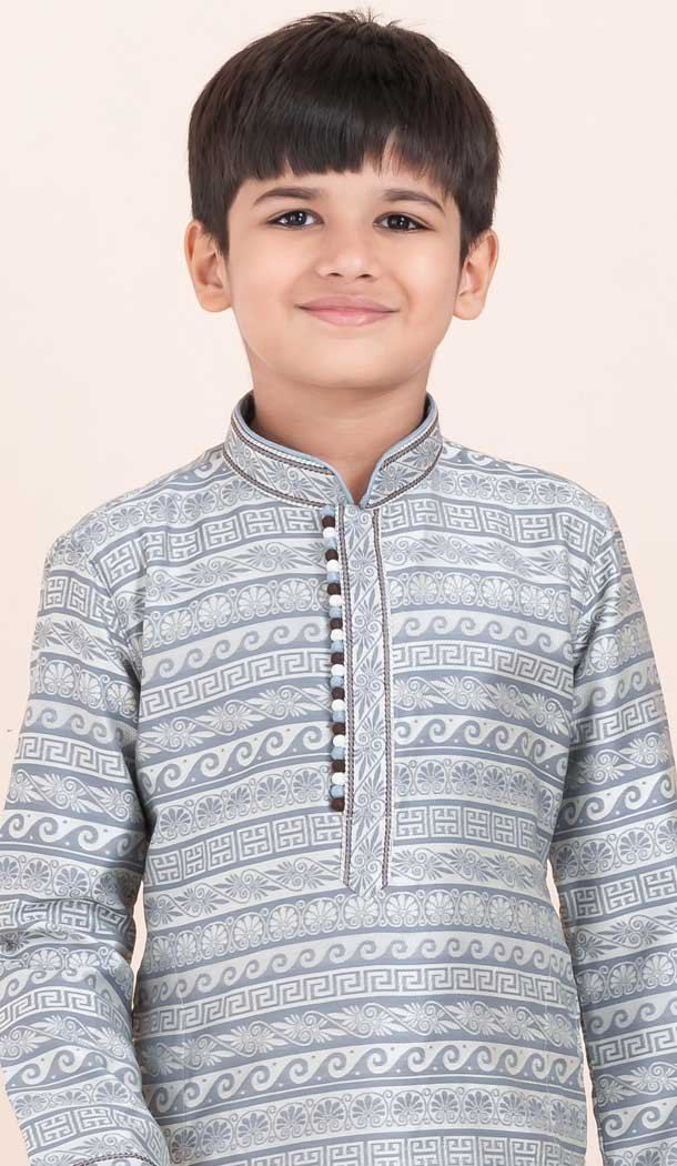 Multi Color Silk Jacquard Work Party Wear Kid Kurta Pajama - 11953204145