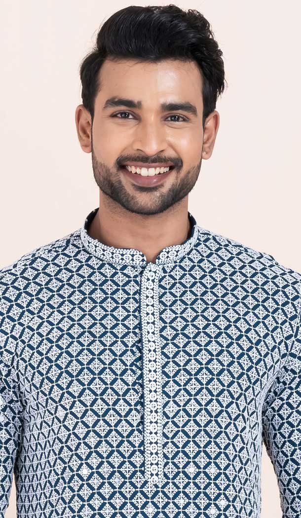 Multi Color Rayon Embroidery Work Party Wear Mens Kurta Pajama - 11954204149