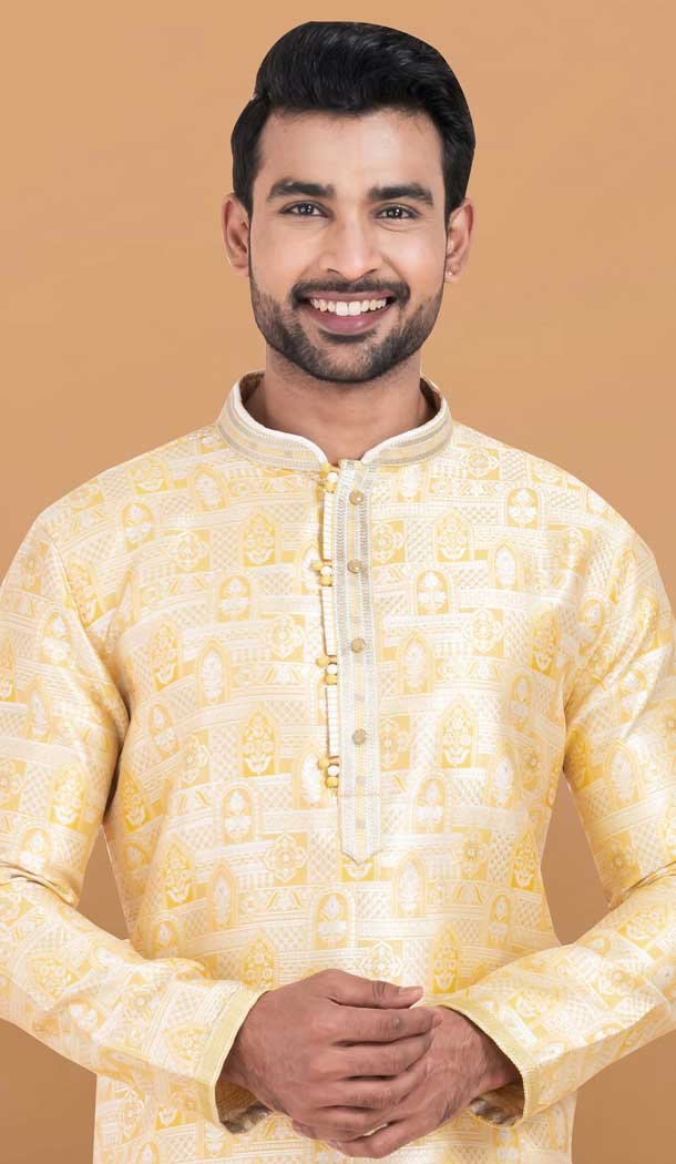 Multi Color Silk Jacquard Work Party Wear Mens Kurta Pajama - 11954204153