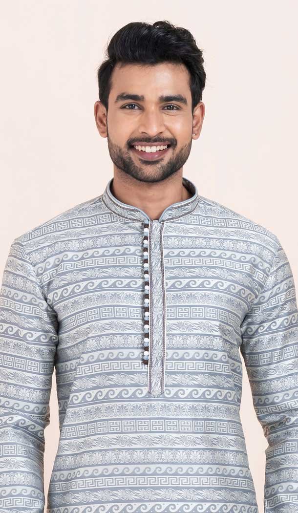 Silk Jacquard Work Party Wear Mens Kurta Pajama In Multi Color - 11954204159