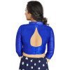 Royal Blue Art Silk Lace Border Work Party Wear Readymade Plus Size Blouse - 12033204697