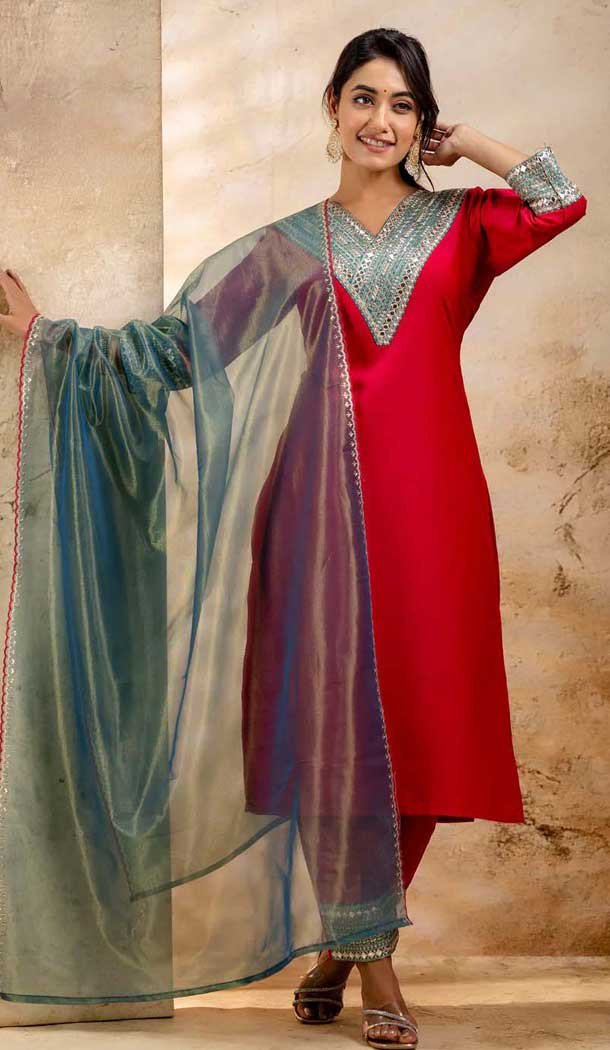 Viscose Rayon Sequins Work Designer Salwar Suit In Rani Pink - 12069204989