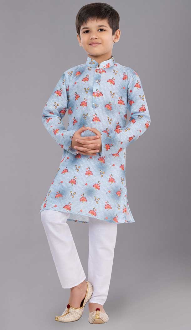Festival Wear Multi Color Polyester Sequins Work Kid's Kurta Pajama - 12060204889