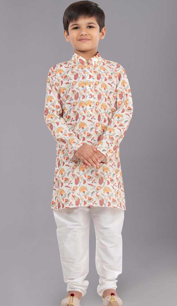 Polyester Sequins Work Kids Wear Boys Kurta Pajama In Multi Color - 12060204894