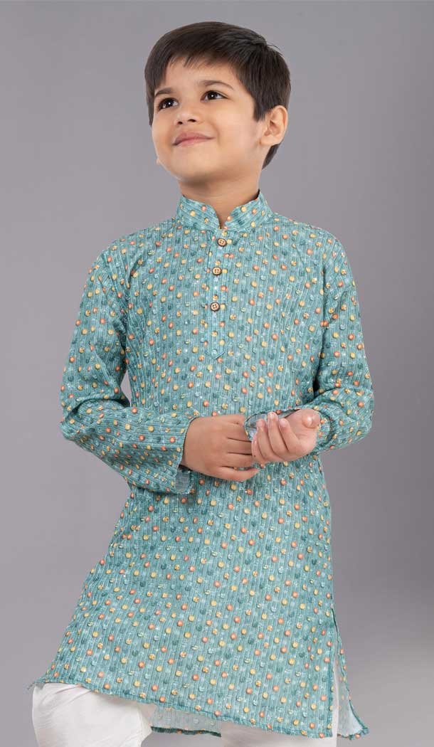 Designer Polyester Sequins Work Kids Wear Boys Kurta Pajama In Multi Color - 12060204895
