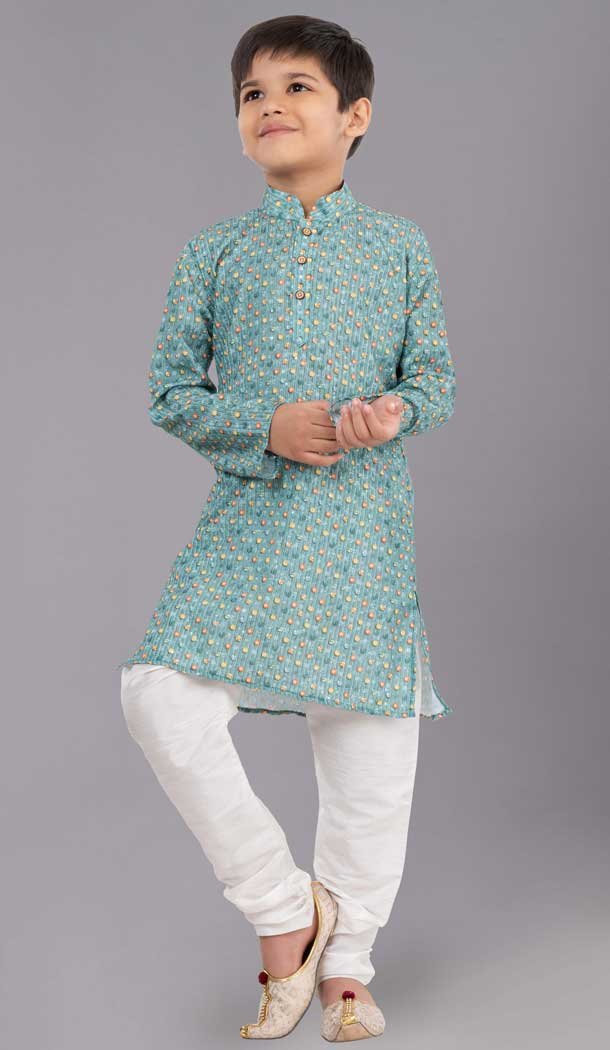 Designer Polyester Sequins Work Kids Wear Boys Kurta Pajama In Multi Color - 12060204895
