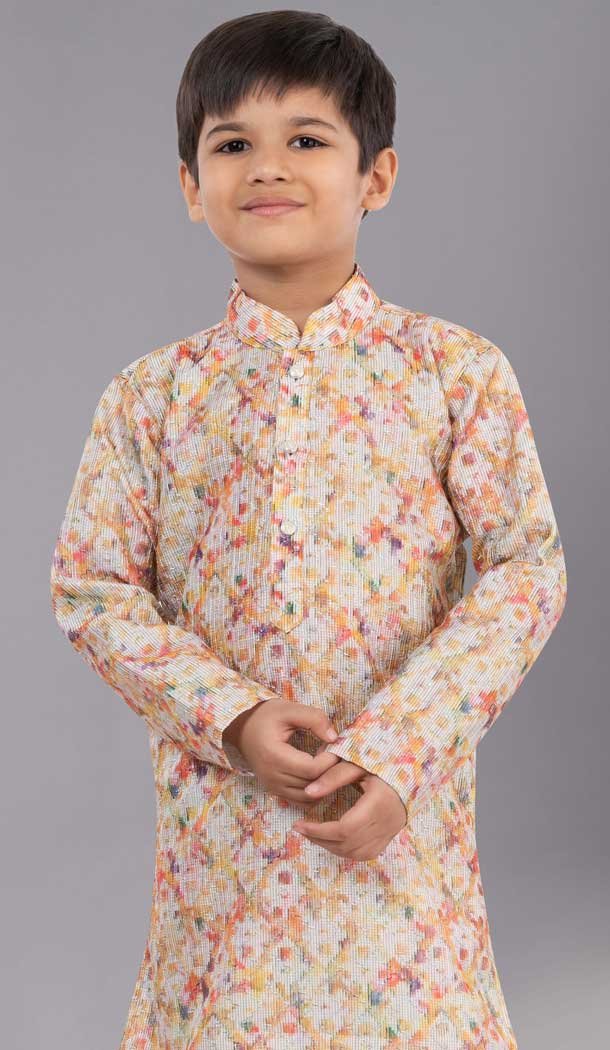 Multi Color Printed Polyester Kids Wear Boys Kurta Pajama - 12060204901