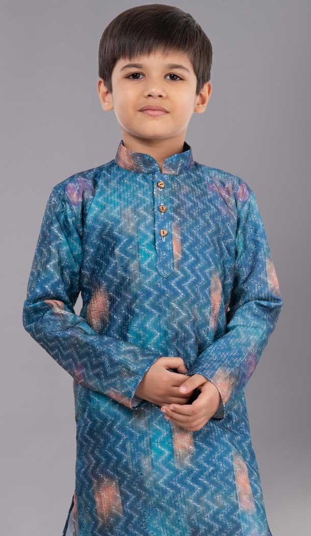 Festival Wear Multi Color Polyester Printed Kid's Kurta Pajama - 12060204902