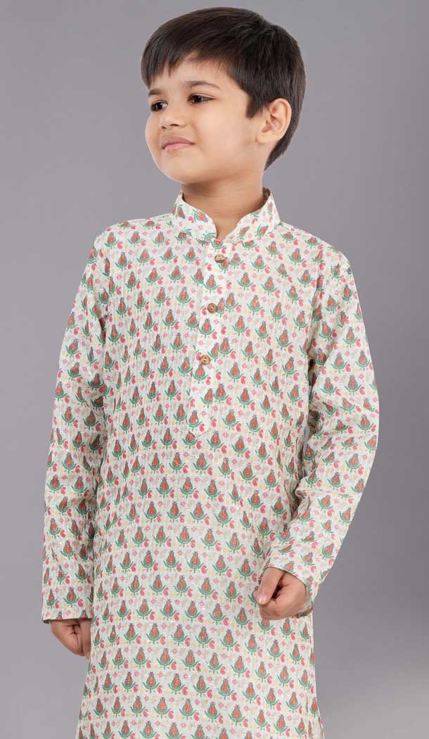 Multi Color Polyester Printed Festival Wear Premium Kid's Kurta Pajama - 12060204906