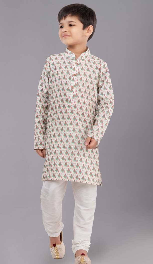 Multi Color Polyester Printed Festival Wear Premium Kid's Kurta Pajama - 12060204906