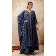 Teal Blue Resham Work Silk Designer Anarkali Suit - 11608202140