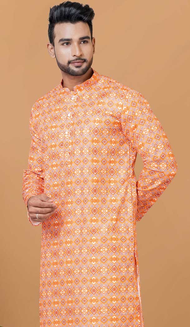 Casual Wear Multi Color Cotton Crochet Work Men Kurta Pajama - 12082205012
