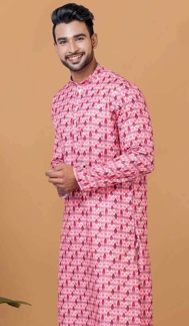 Cotton Crochet Work Casual Wear Men Kurta Pajama In Multi Color - 12082205021