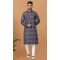 Cotton Crochet Work Casual Wear Men Kurta Pajama In Grey - 12082205030
