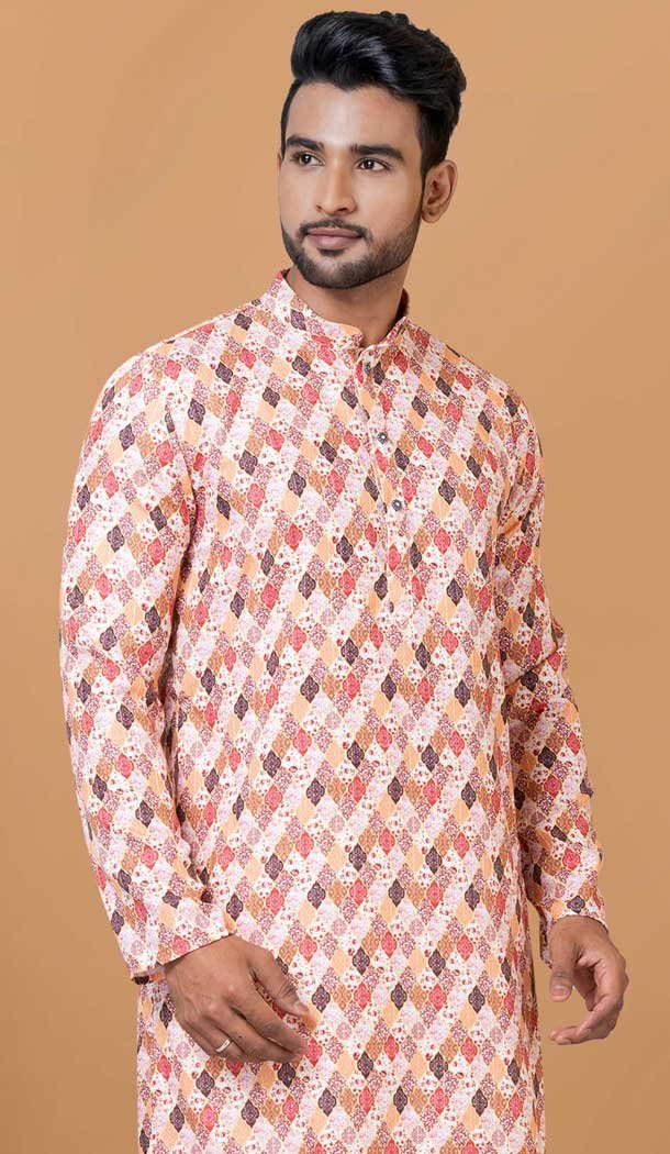 Casual Wear Multi Color Digital Printed Cotton Men Kurta Pajama - 12082205036