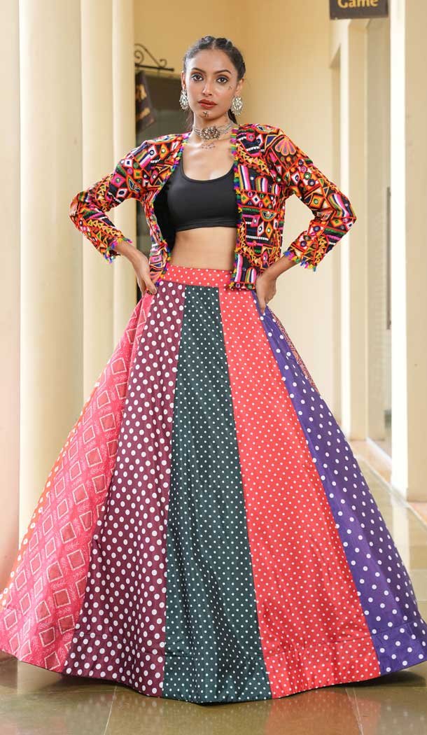 Women Navratri Chaniya Choli Multy Embroidery Cotton - 159719584