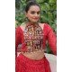Women Navratri Chaniya Choli Bandhej Printed Kutchi Gamthi Embroidery Work Red - 160361018