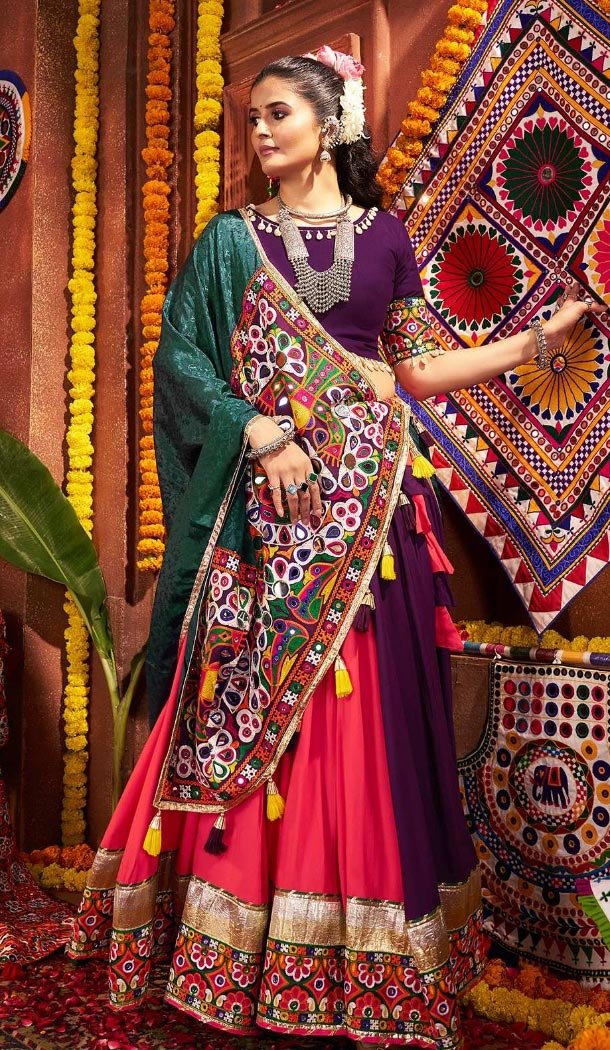 Women Viscose Cotton Multi Color Designer Embroidery Work Navratri Chaniya Choli - 160501100