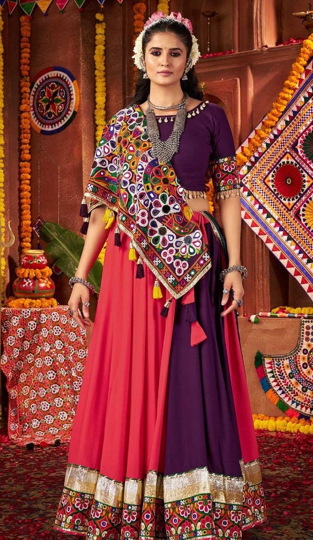 Women Viscose Cotton Multi Color Designer Embroidery Work Navratri Chaniya Choli - 160501100