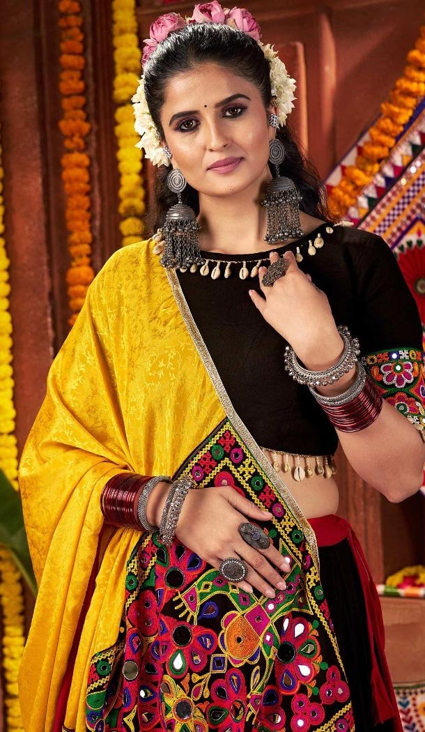 Women Viscose Cotton Navratri Chaniya Choli Multi Color Designer Embroidery Work - 160501102